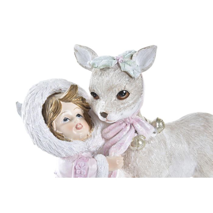 DKD Home Decor Figura Decoración Navideña Fantasía de Resina, Colores Rosa y Blanco, Medidas 13x12x6 cm 1 DKD Home Decor Figura Decoración Navideña Fantasía de Resina, Colores Rosa y Blanco, Medidas 13x12x6 cm 1