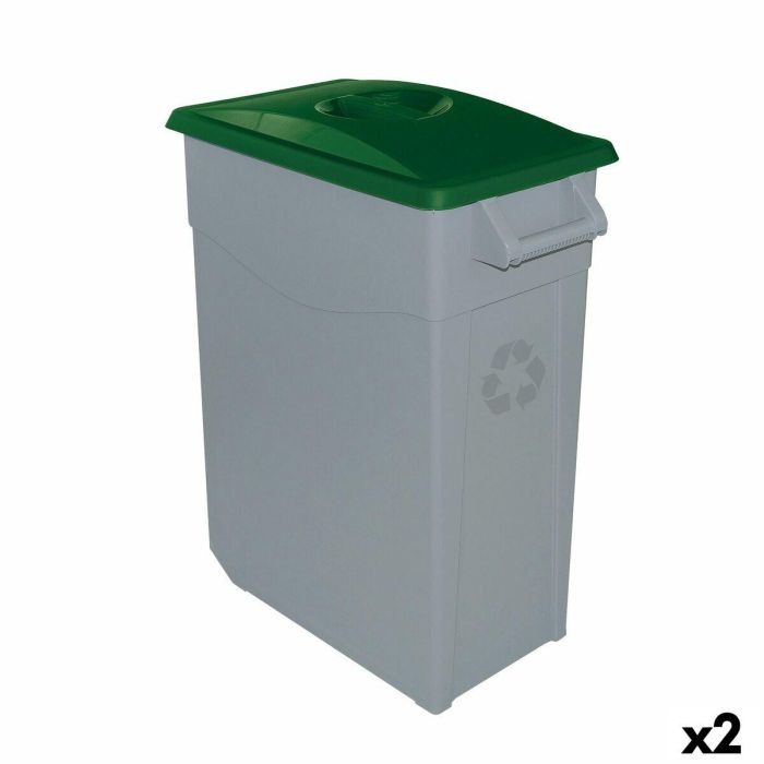 Cubo de Basura para Reciclaje Denox Verde 65 L (2 Unidades)