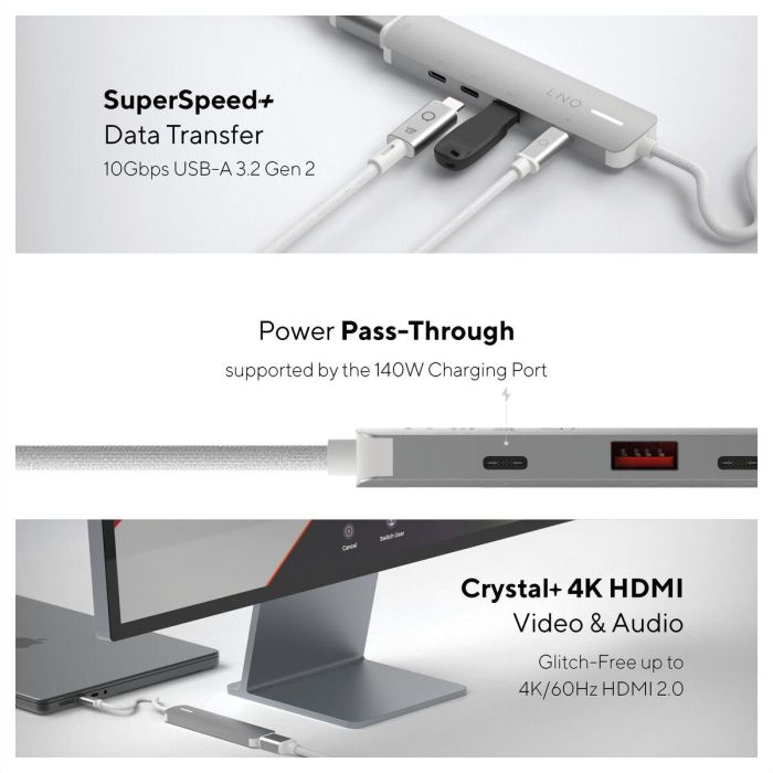 Hub USB Linq Byelements LQ49051 Blanco Gris 15