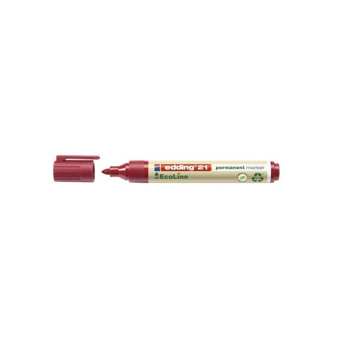 Marcador Permanente Edding 21 Ecoline Conico Rojo 10 unidades