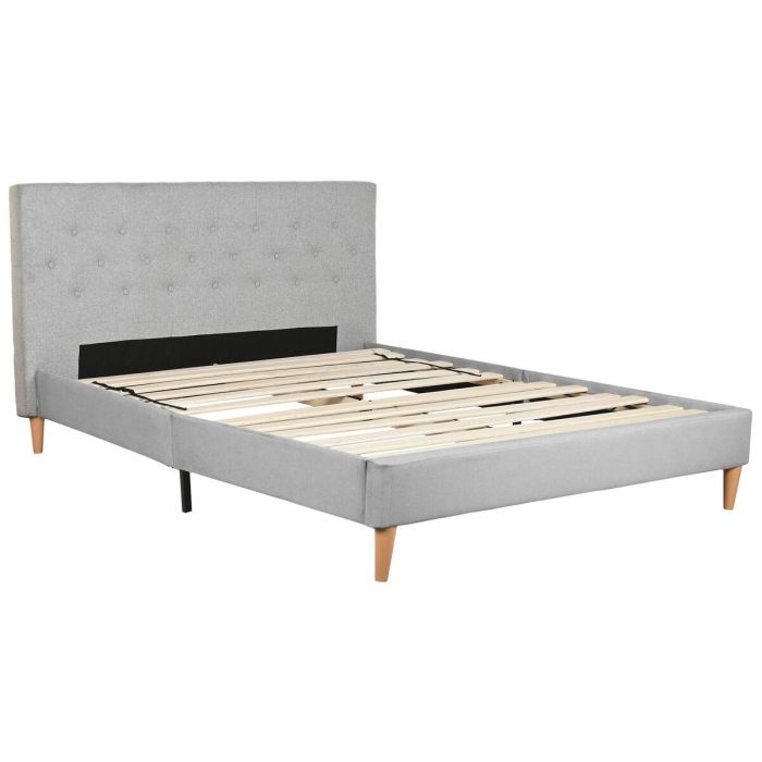 DKD Home Decor Cama Urban Gris Claro 219 x 104 x 170 cm para colchón de 150x200 - Poliéster y Madera