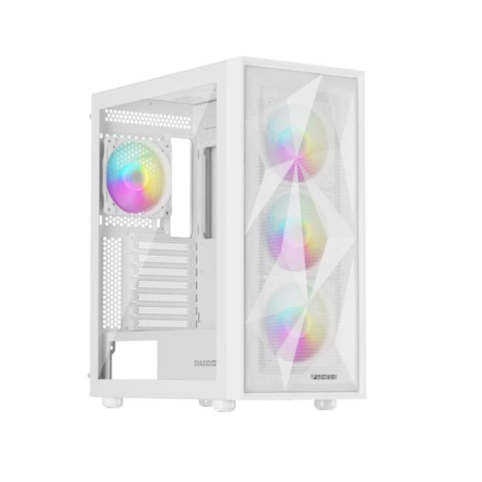 Genesis Diaxid 605 Caja Midi Tower ATX, Micro-ATX, Mini-ITX, Panel Frontal Malla, Panel Lateral Cristal Templado, Color Blanco