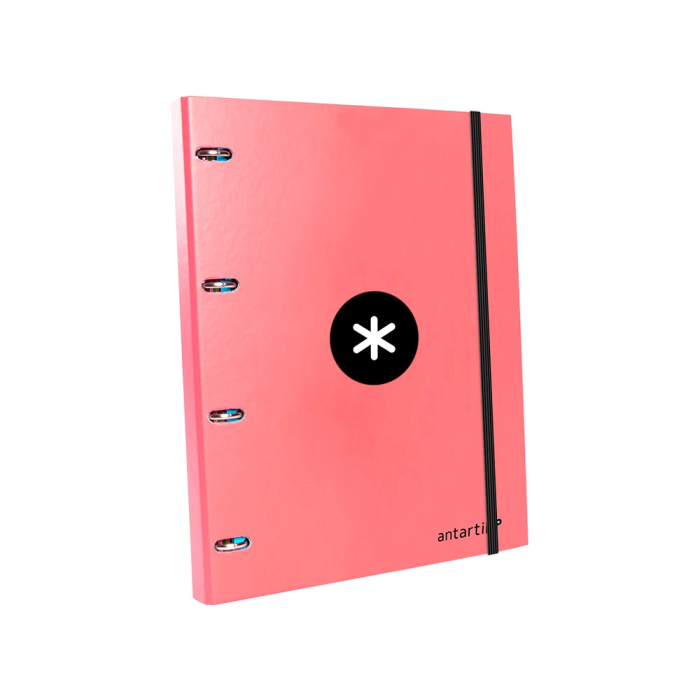 Antartik Carpeta con recambio A4, cuadro 5mm, forrada, 4 anillas 25mm redondas, color coral, 100 hojas 100g 2