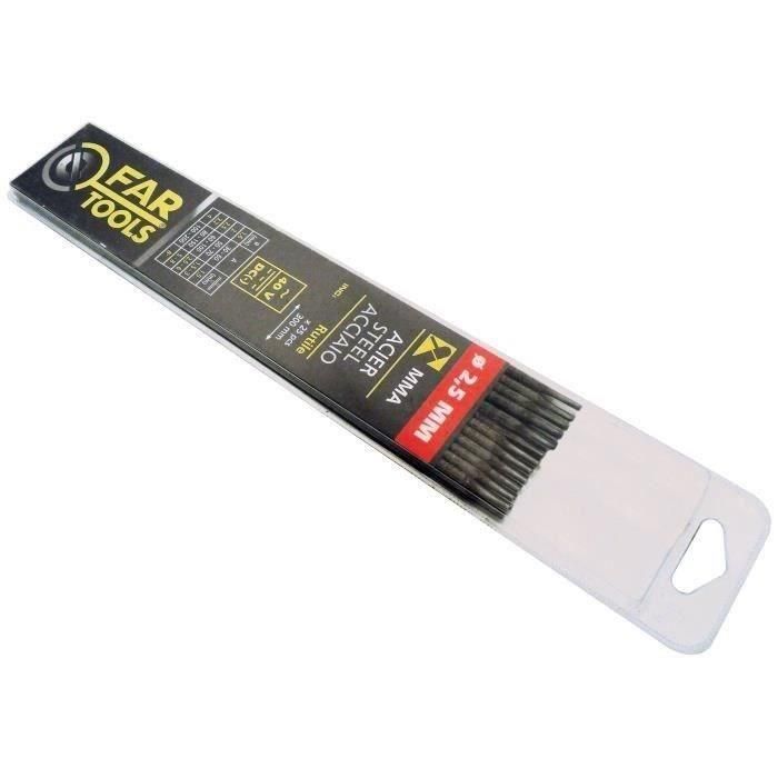 FAR TOOLS Electrodo de soldadura - Rutilo - Ø 2.5 mm - 25 varillas FAR TOOLS Electrodo de soldadura - Rutilo - Ø 2.5 mm - 25 varillas
