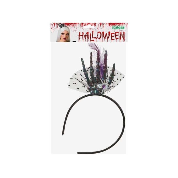 Diadema Halloween Tocado Mano Y Araña Mujer Adulto 1