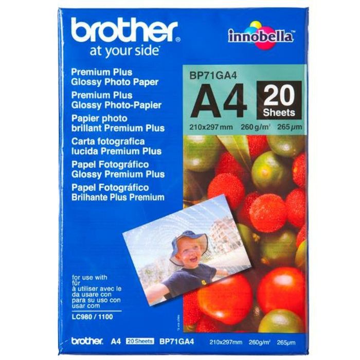 BROTHER Papel Inkjet Glossy A4 20h 260g/m2 3 BROTHER Papel Inkjet Glossy A4 20h 260g/m2 3