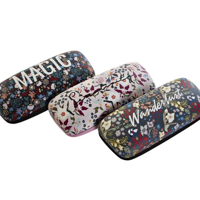 DKD Home Decor Funda Gafas Moderno Azul Negro Colores Surtidos - Pack 12 Unidades de PU y Metal - 16x7x5.5cm 1