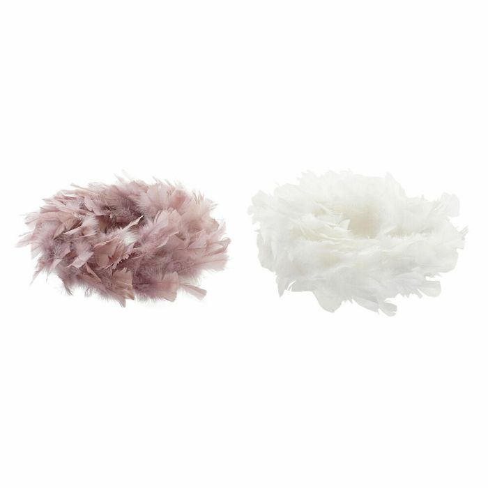 Corona Navidad Fantasia DKD Home Decor Rosa Palo Blanco 40 x 6 x 40 cm (2 Unidades) Corona Navidad Fantasia DKD Home Decor Rosa Palo Blanco 40 x 6 x 40 cm (2 Unidades)