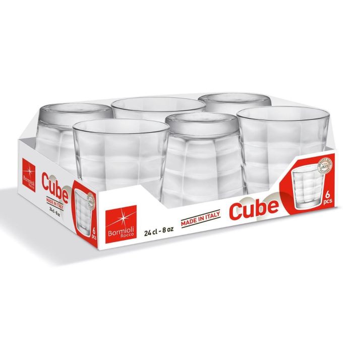 Bormioli Rocco Set 6 Vasos Bajos Vidrio Cube 24,5 cL, Con Relieve, Fabricados en Italia, Apto Lavavajillas, Higiénicos y Duraderos 2