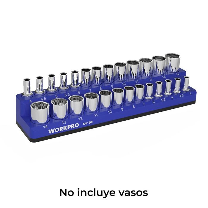 Workpro Organizador magnético vacío para vasos métricos 1/4" (4-14mm) para taller y herramientas 0 Workpro Organizador magnético vacío para vasos métricos 1/4" (4-14mm) para taller y herramientas 0