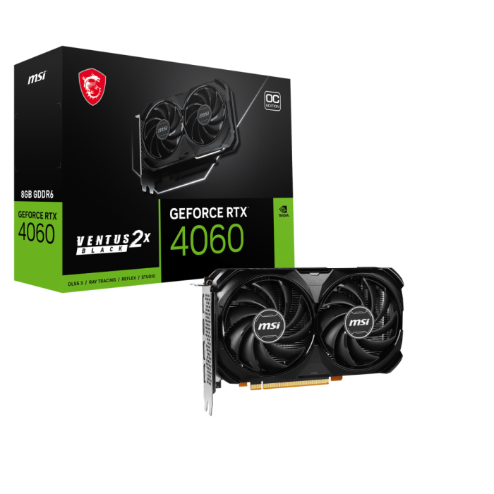 MSI VENTUS GEFORCE RTX 4060 2X BLACK 8G OC tarjeta gráfica NVIDIA 8 GB GDDR6 MSI VENTUS GEFORCE RTX 4060 2X BLACK 8G OC tarjeta gráfica NVIDIA 8 GB GDDR6