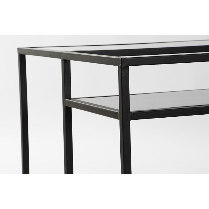 DKD Home Decor Mesa Centro Loft Metal Madera Espejo Negro Natural 120x60x50 cm 3