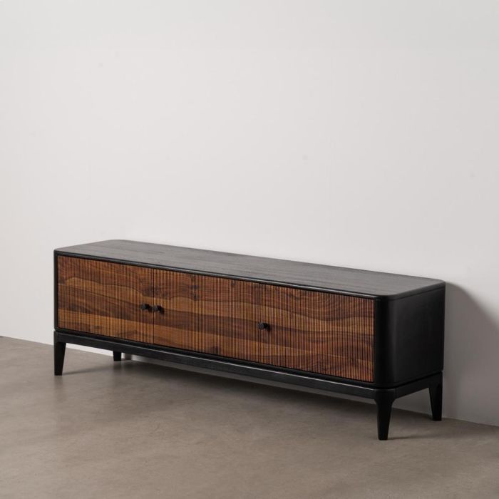 Mueble Tv Marrón-Negro Madera Salón 160 X 40 X 50 cm