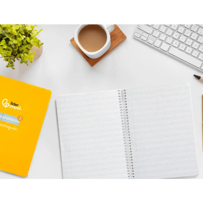 Liderpapel Cuaderno Espiral A5 Pautaguía Tapa Dura 80 Hojas 90gr Cuadro Pautado 3mm Amarillo 6