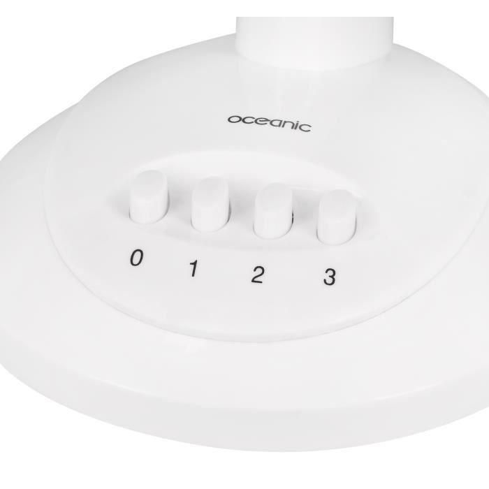 Ventilador de mesa OCEANIC - 40W - Diámetro 30 cm - 3 velocidades - Oscilante - Blanco 3