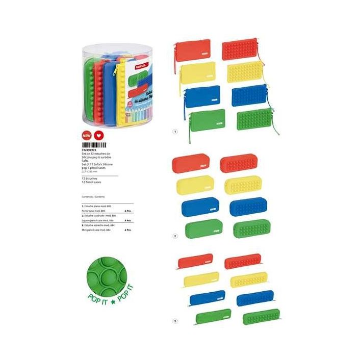 Safta Set 12 Portavasos Silicona Rojo Pop It 22,7x23x22,7cm Modelos Surtidos 2