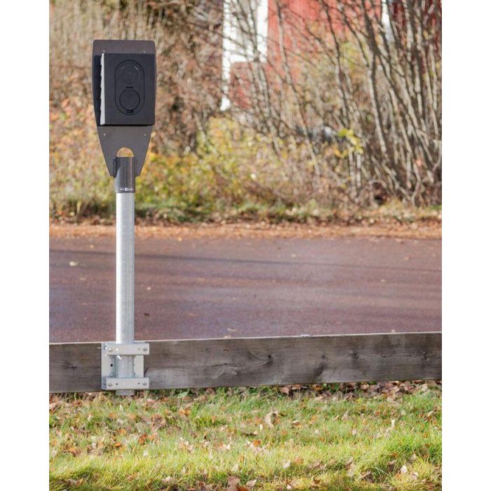 Next Green Soporte Cargador Poleplate 225 Z para Tubo 60mm, Compatible Zaptec PRO/GO, Garo Entity PRO, Acero Sueco 4