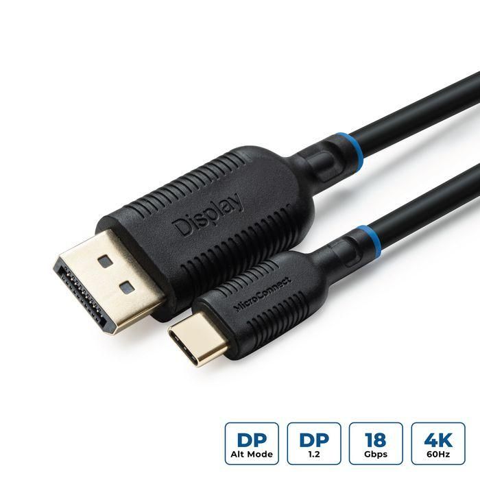 MicroConnect Cable adaptador USB-C a DisplayPort 1m UHD 8K 30Hz / 4K 144Hz para Monitor TV Proyector compatible con Mac Windows