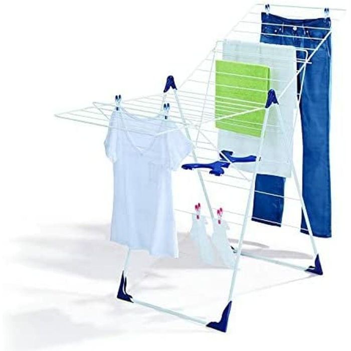 Leifheit 81408 Secadora de Pie CLASSIC 200 Flex 20 Metros de Secado (2 Lavadoras) Cierre Semiautomático Multiposiciones Blanco y Azul 1 Leifheit 81408 Secadora de Pie CLASSIC 200 Flex 20 Metros de Secado (2 Lavadoras) Cierre Semiautomático Multiposiciones Blanco y Azul 1