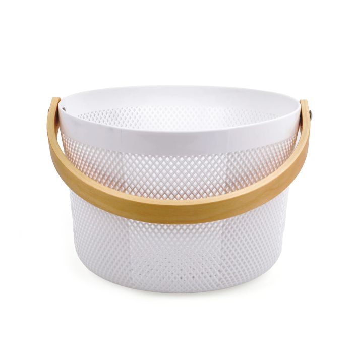 Inde Cesta Organizadora Redonda Plástico con Asa de Madera Confortime 26.7 x 26.6 x 17.7 cm 4