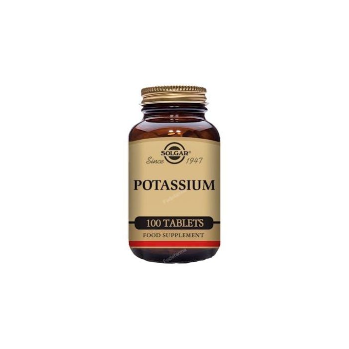 SOLGAR Gluconato de Potasio 99 mg, 100 Comprimidos. Mantiene el equilibrio de líquidos y regula el ritmo cardíaco.