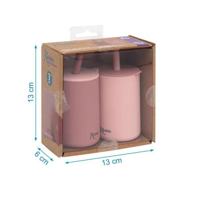Vasos En Silicona Rosa Con Pajita 4 Vasos En Silicona Rosa Con Pajita 4