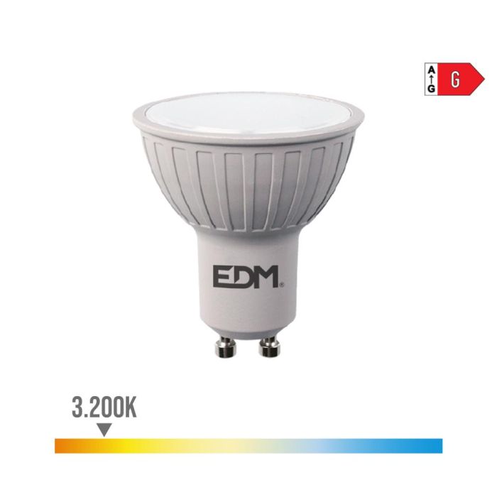 Edm Bombilla dicroica LED regulable GU10 6W 500lm 3200K luz cálida Ø5x5.5cm