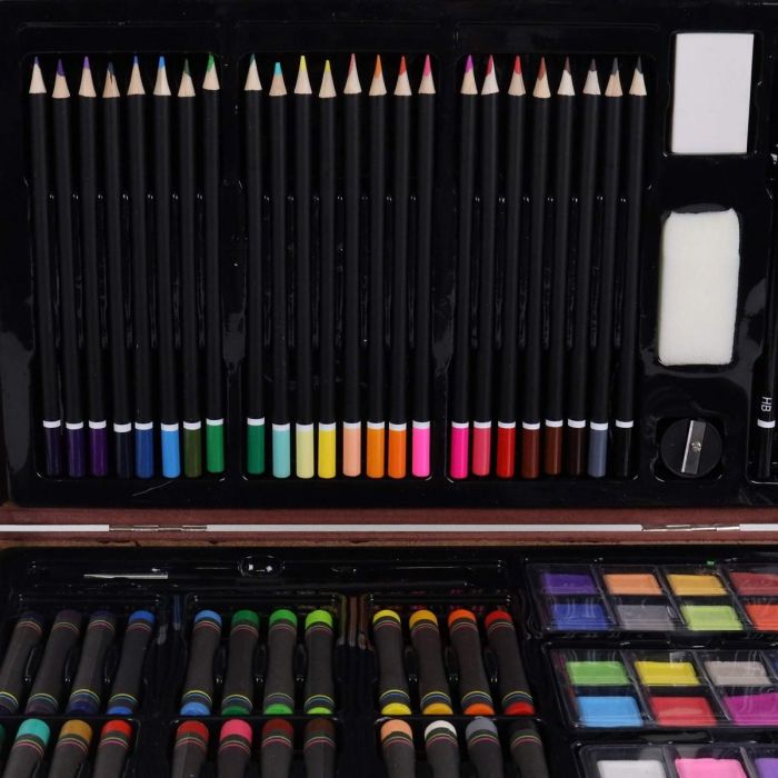 MGM Cajonera de madera 'Mano del Artista' 140 piezas – Kit completo de materiales de dibujo, pintura y pasteles para ocio creativo 4