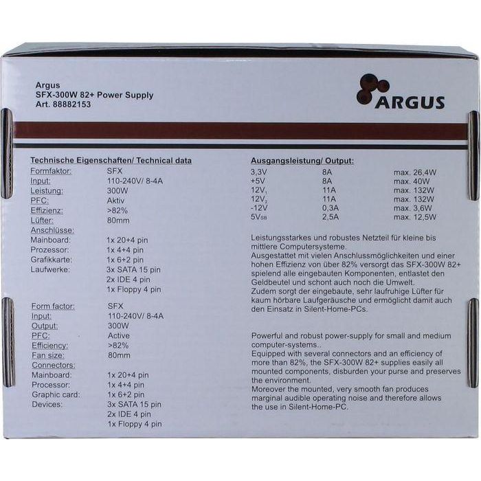 Inter-Tech SFX-300W Fuente Alimentación PC SFX 300W 82+ Eficiencia PFC Activo Ventilador 80mm Conector PCIe 6+2pin GPU 3