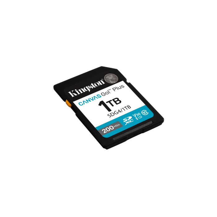 Kingston SDG4/1TB Tarjeta SDXC Canvas Go Plus 1TB, 200MB/s Lectura, V30, U3, para 4K UHD, DSLR y Cámaras sin Espejo 1