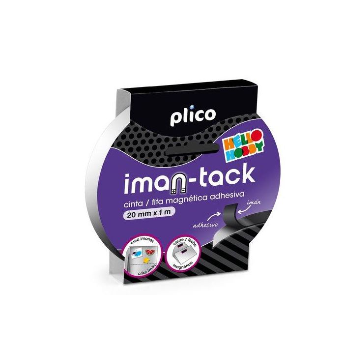Plico Cinta Magnética Adhesiva Imantada 20mm x 1m para Manualidades y Cierre Magnético, fácil de cortar