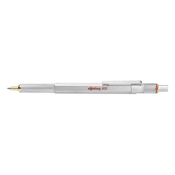 Rotring Bolígrafo retráctil 800 Plata, tinta negra, grosor medio. Metal, empuñadura ergonómica. 1 unidad