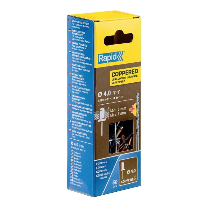 Rapid Remaches de aluminio Ø4x10mm con broca cobreado 5001462 - Blister 50 unidades 2 Rapid Remaches de aluminio Ø4x10mm con broca cobreado 5001462 - Blister 50 unidades 2