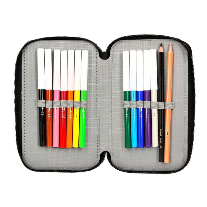 Antartik Plumier Escolar Doble Cremallera Rojo 28 Piezas (12 Rotuladores, 12 Lápices, Goma, Sacapuntas, 2 Lápices HB) 7