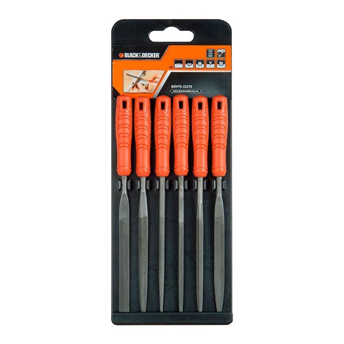 Juego de 6 mini limas de metal y madera bdht0-22270 black+decker 1