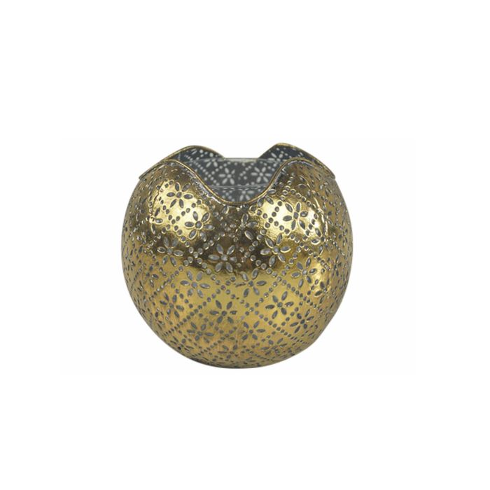 Portavela Oriental DKD Home Decor Dorado 13.5 x 11.5 x 13.5 cm