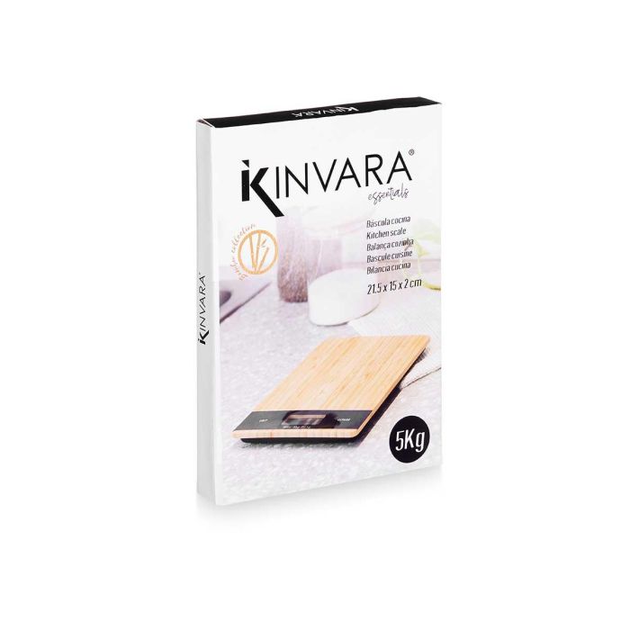 Báscula Digital de Bambú Kinvara 5 kg, 15x21.6x2 cm, Natural/Negro (6 Unidades) 2 Báscula Digital de Bambú Kinvara 5 kg, 15x21.6x2 cm, Natural/Negro (6 Unidades) 2