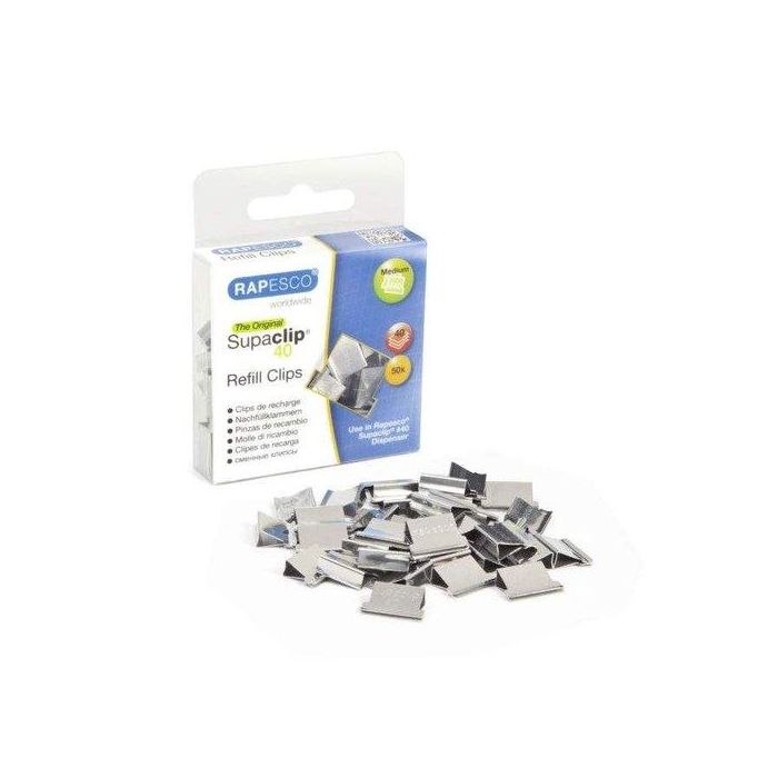 Clips Rapesco Para Supaclip 40 Plateados Caja De 50