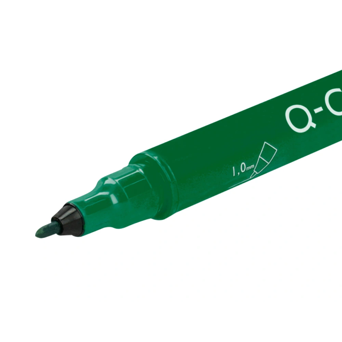 Q-connect Rotulador Marcador Permanente Doble Punta Color Verde Trazo 0,4 mm y 1 mm 5