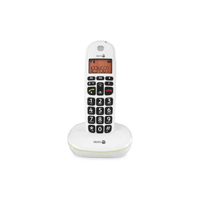 Doro PhoneEasy 100w - Teléfono DECT con altavoz, 20 entradas en agenda, identificador de llamadas y pantalla con luz de fondo, color Blanco 0 Doro PhoneEasy 100w - Teléfono DECT con altavoz, 20 entradas en agenda, identificador de llamadas y pantalla con luz de fondo, color Blanco 0