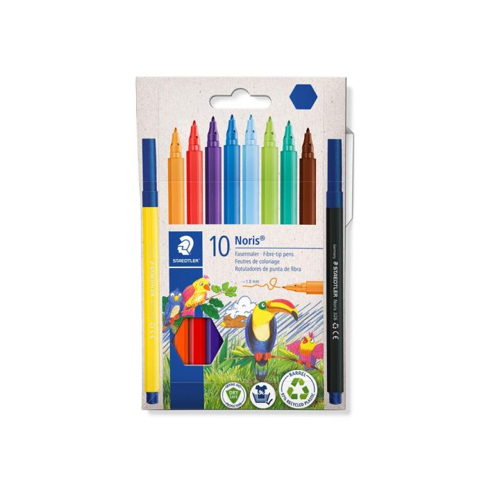 Rotulador Staedtler Noris 326 Punta De Fibra Nuevo Cuerpo Hexagonal Caja De 10 Unidades Colores Surtidos 1