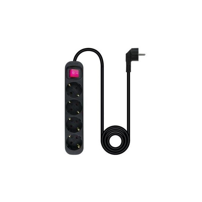 Nanocable 10.37.0004-BK Regleta de Enchufes con Interruptor, 4 Tomas con Tierra, Cable 1.4m, Protección Infantil, 3680W, Negro 1 Nanocable 10.37.0004-BK Regleta de Enchufes con Interruptor, 4 Tomas con Tierra, Cable 1.4m, Protección Infantil, 3680W, Negro 1