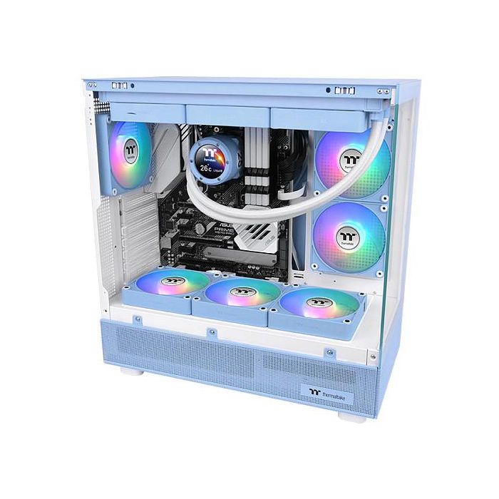 Thermaltake CT140 EX Reverse ARGB Sync 140mm - Ventilador para PC Hidráulico, Pack de 3, Azul Hortensia, PWM, Flujo de Aire 94.95 CFM Thermaltake CT140 EX Reverse ARGB Sync 140mm - Ventilador para PC Hidráulico, Pack de 3, Azul Hortensia, PWM, Flujo de Aire 94.95 CFM