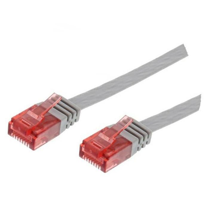 MicroConnect Cable de red plano CAT6 U/UTP, 0.25m, gris – Ideal para ahorro de espacio, compatible con CAT5e/CAT5