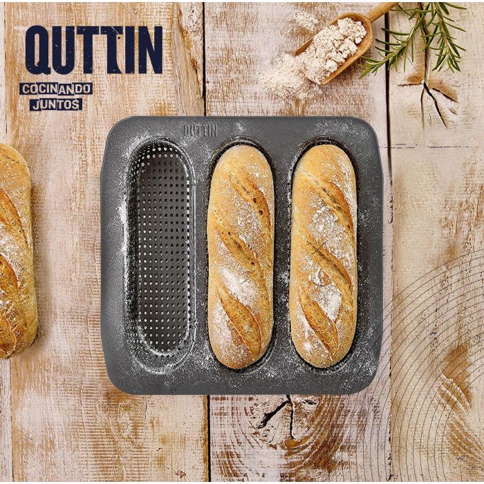 Molde para 3 Baguettes Grandes Perforado 28x28 cm - Quttin (6 Unidades) 3 Molde para 3 Baguettes Grandes Perforado 28x28 cm - Quttin (6 Unidades) 3