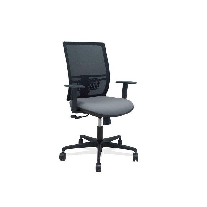 Silla Piqueras Y Crespo Yunquera Brazos Regulable Ergonomica Mecanismo Sincro Respaldo Malla Negra Asiento Tapizado Bali Gris