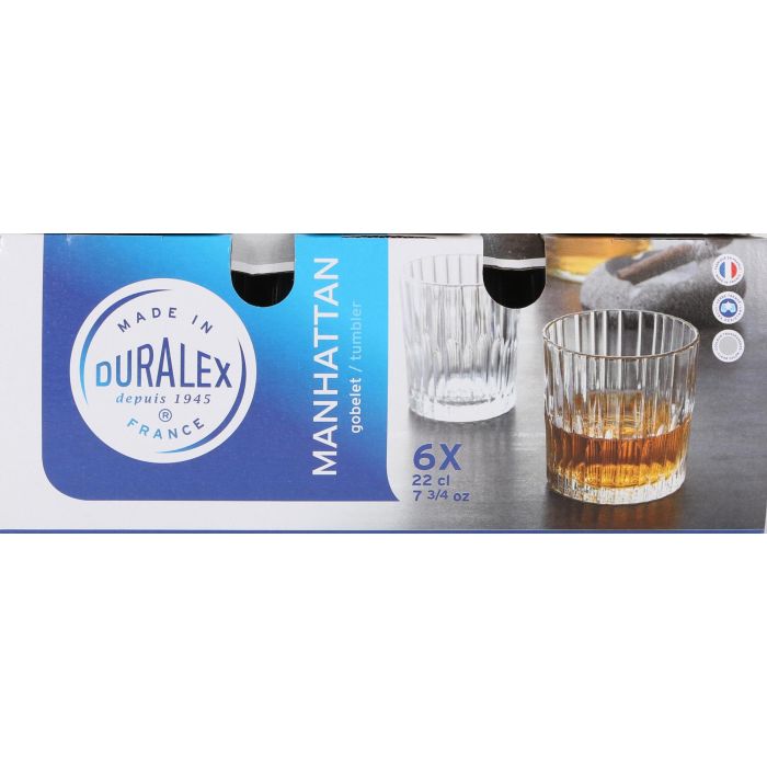 Duralex Set de 6 Vasos Transparentes 22 cl Colección Manhattan (12 Cajas) 1