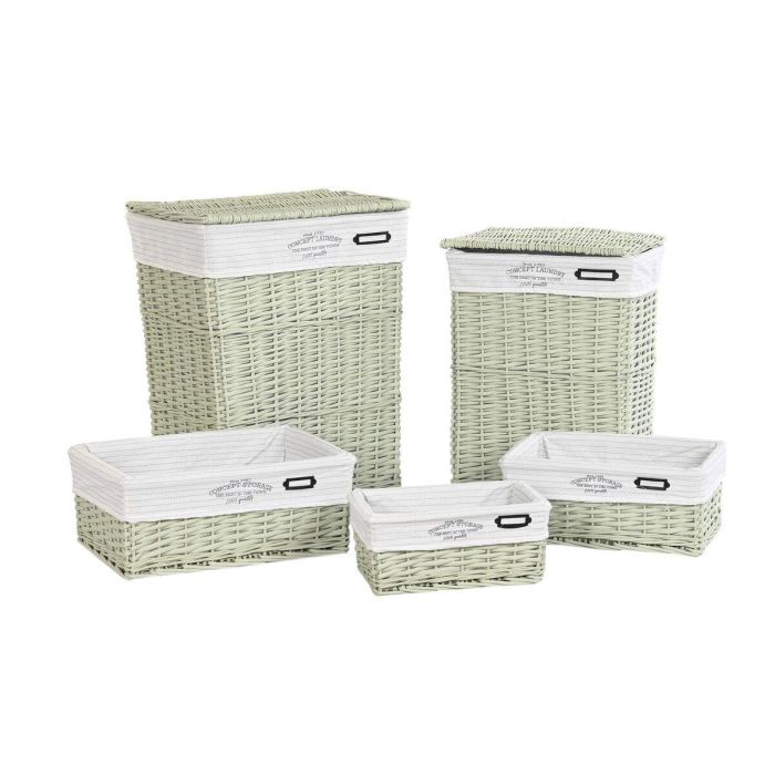 Cesta Ropa Basicos DKD Home Decor Verde 34 x 56 x 44 cm Set de 5 3