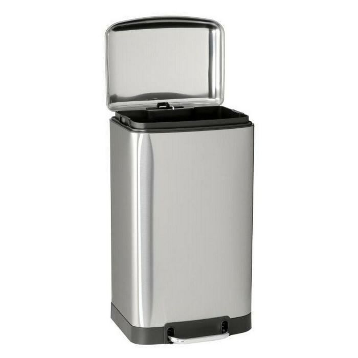 Kitchen Move GREENWICH Cubo de basura de cocina rectangular con pedal 40L, acero inoxidable cepillado, incluye cubo interior 2 Kitchen Move GREENWICH Cubo de basura de cocina rectangular con pedal 40L, acero inoxidable cepillado, incluye cubo interior 2