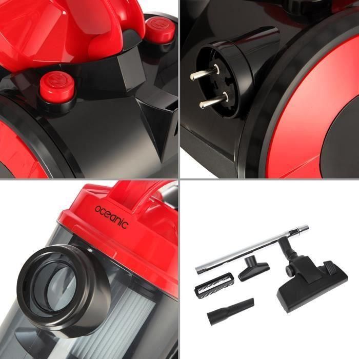 OCEANIC VC10RBAX2 Aspiradora de cartucho sin bolsa - 700W - 78 dB - A - Rojo 3 OCEANIC VC10RBAX2 Aspiradora de cartucho sin bolsa - 700W - 78 dB - A - Rojo 3